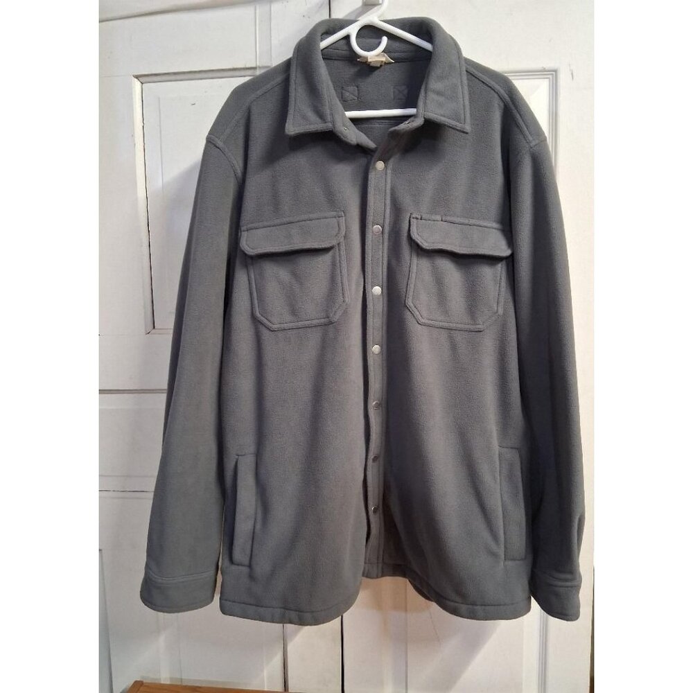 Duluth Trading Co. XL/Tall Mens Gray Fleece Snap-Front Shirt Jacket